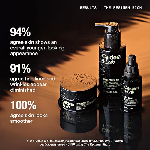 Caldera + Lab Men’s Skincare Set – The Regimen Rich: Cleanser, Moisturizer & Night Serum | Hydrating, Firming & Smoothing | Niacinamide, Clean, All Skin Types | 3-step men’s skincare routine with cleanser, moisturizer & night serum. Hydrates, firms and sm