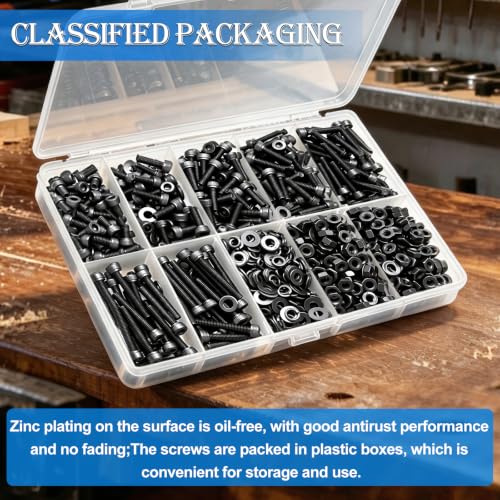 mxuteuk 720PCS M3 Screws Kit,M3×6/8/10/12/16/20mm M3 Screws Assortment Kits,12.9 Alloy Steel M3 Hex Socket Head Bolts Nuts Washers Set Suitable for 3D Printer,DIY - size: 720PCS M3, style: Hex Socket Head