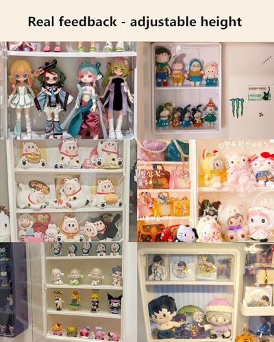 Wall Mounted Display Case for Figures, 15.75" High, Shadow Box with Shelves | Hanging Trinket Display Shelf for Collectibles Action Doll Blindboxes, 4-Layer White Shelf with Clear Magnetic Door 1 Pack - color: White Box