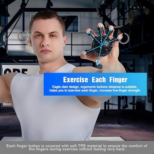 Adjustable Finger Grip Strengthener, Hand Grip Strength Trainer, Finger Exerciser Grip Tool for Forearm, Wrist, Hand Muscle Training – for Athletes, Climbers, Rehab, Guitar, Rock Climbing - color: Black