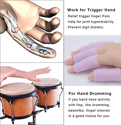 Povihome Finger Cots Protectors - Moisturizing Thumb and Finger Covers - Thickend Version - Elastic Cracked Silicone Finger Sleeves to Protect Cracked, Peel Finger and Other Finger Pain (Lavender, 10PCS) - color: Lavender, size: Medium (10PCS)