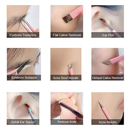 Manicure Set Professional Nail Clippers Kit Pedicure Care Tools- Stainless Steel Women Grooming Kit 18Pcs for Travel or Home (Pink) - color: Sakura Pink