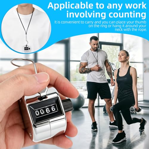 2 PCS Hand Metal Tally Clicker Counter – 4 Digit Number Clicker Counter with Nylon Lanyard,Mechanical Clicker Digital Handheld Tally Counter for Knitting,Lap,Golf,Row,Coaching,Umpire and Events