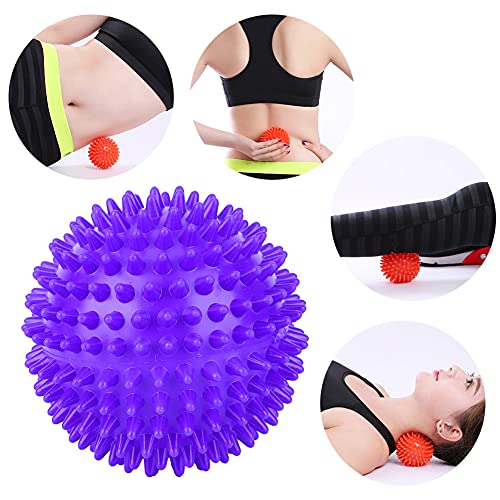 2Pcs Spiky Hard Massage Balls,Soft Spiked Manual Massager Rollers Body Spiky Balls Fitness Finger Relax Tool for Plantar Fasciitis Exercise Back Feet (Small 7.5cm) - color: Purple, size: Small 7.5cm
