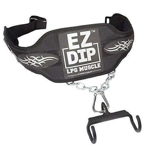 EZ DIP Pull Up Weight Belt plus PULL FORCE Rotating Pull Up Handles - Dipping Belt with Chain plus Dumbbell Hook - Pull Up Weight Belt - Best Dip Belt - 505# Dipping Belt -Belt Squat attachment