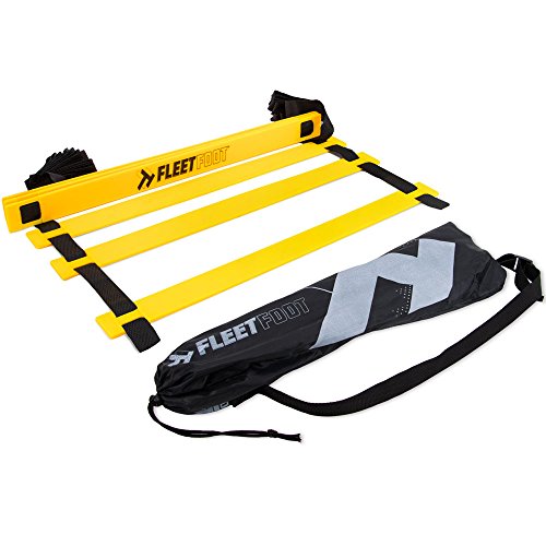 Crown Sporting Goods Fleetfoot Speed & Agility Training Ladder – 6, 10, 16, or 20 Rung Rope Equipment for Athletic Footwork & Sports Drills (3m / 6 Rungs)