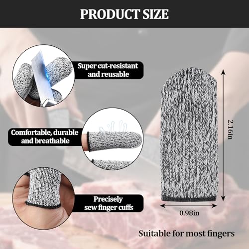 20 PCS Cut Resistant Finger Cots, Reusable Finger Guards, Durable Non Slip Thumb Protector Sleeve, Breathable Fingertip Covers for Kitchen, Work, Sculpture - size: 20 pcs