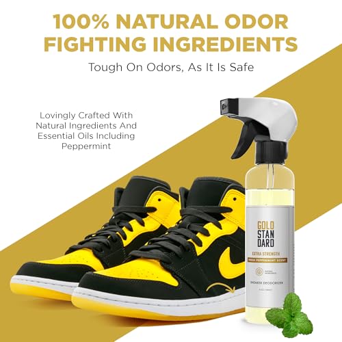 Gold Standard Natural Shoe Deodorizer Spray 6 oz Peppermint Odor Eliminator | Long-Lasting Freshness for Sneakers, Boots & Athletic Shoes - size: 6 Fl Oz (Pack of 1)