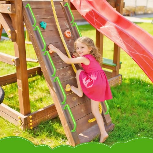 Dolibest 6 Pack 17 Inch Playground Handles, Metal Monkey Bars Indoor & Outdoor, Heavy Duty Ceiling Grab Bars & Wider Base for Climbing Frames, Treehouses, Swing Sets, Wall Ladders & Bunk Beds –Green - color: ‎green 2- 17 Inch-6pcs