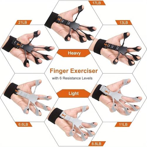 1pc Silicone Finger Trainers, 5 Fingers Wrist Stretching Band, Suitable For Hand & Finger Rehabilitation, Strength Training - color: 1pc Gray