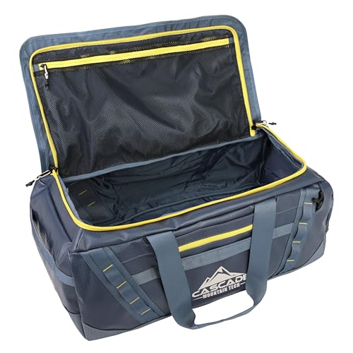 Cascade Mountain Tech 60L Duffle Bag, Convertible Travel Duffel Bag for Men Women, Water Resistant & Tear Resistant - color: Bering Sea Blue