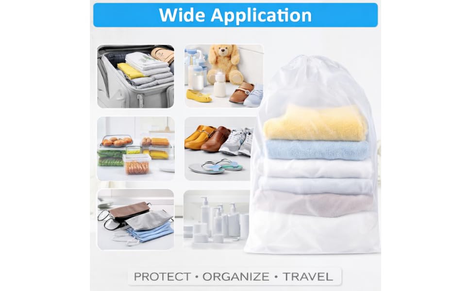 InfinitePack Large Transparent Shoe Bags for Travel, Portable Shoe Bags, Shoes Pouch Storage Organizer with Drawstring for Men & Women aClear Window Shoes Pouch with Rope - size: 18"x24"(100pcs)