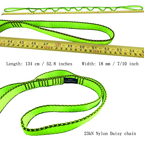 53 Inches Nylon Daisy Chains Rope Climbing Lanyard Straps Looped Strong Slings 23 kN Aerial Yoga Webbing - color: 3PCS Green