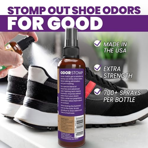 Uncle Todd's Shoe Deodorizer Spray - Proven & Powerful Enzyme Formula Spray for Shoe Odor Elimination in All Footwear (Midnight Rain) - size: 4 Fl Oz (Pack of 1)