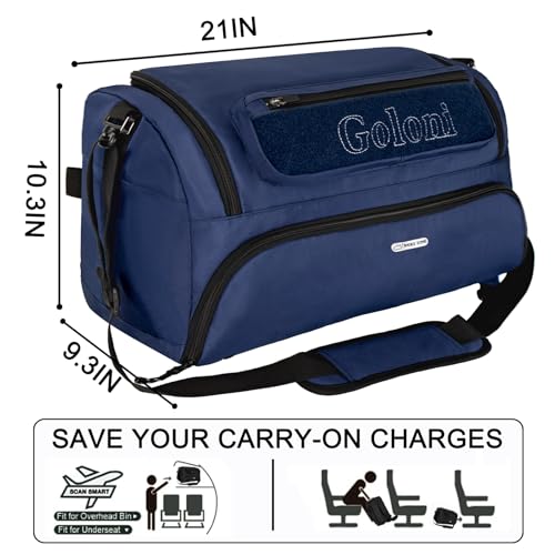 Goloni Gym Bag for Men & Women,40L Large 3 in 1 Sports Travel Duffel Bag with Shoes Compartment and Wet Pocket,Weekender Overnight Backpack,Blue - color: Blue