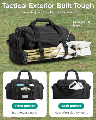 BAGSMART 4-IN-1 Gym Bag for Women Men, TSA Duffle Bag for Travel | With Shoe Compartment & Wet Pocket, 22L/30L/38L Tactical Backpack with 40oz Water Bottle Holder, Lightweight, Water-resistant - color: Military Black