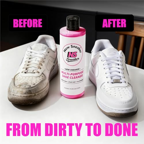 Shoe Cleaning Kit - 10.5 Oz Large Capacity White Shoe Cleaner with 3 Brushes & a Towel, Safe for Sneakers, Suede, Leather, Tennis Shoes & Mesh