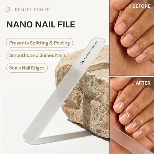 Beauty Power Manicure Pedicure Set 7-in-1 Stainless Steel, Ultra Sharp, Slanted Nail Clipper, Fingernail Clipper, Cuticle Nipper, Glass Nail File, Eyebrow Tweezers, Scissors, Case - Gift Idea - Gray