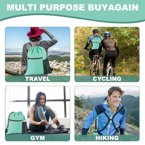 HOLYLUCK Men & Women Outdoor Sport Gym Sack Waterproof Drawstring Backpack Bag (Standard With Drawstring, Mint Green) - color: Mint Green, style: Standard With Drawstring