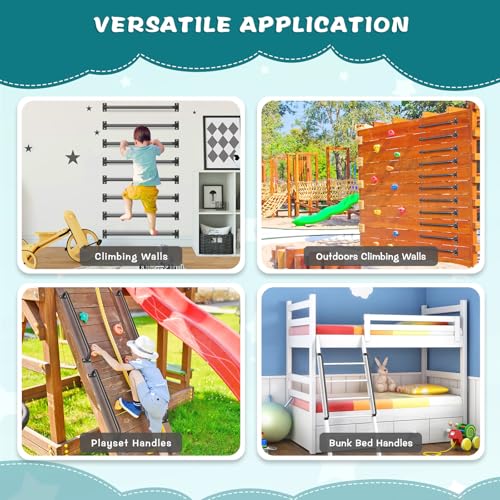 SELEWARE 42" Black Playground Ladder Handle Metal Playset Handles Grab Bars | 500LB 2Pcs Heavy Duty Steel Kids Playground Handles for Indoor/Outdoor Ladder Handrail Swing Set Treehouse Rock Climbing Wall - color: D: 42"-2 Pcs-black