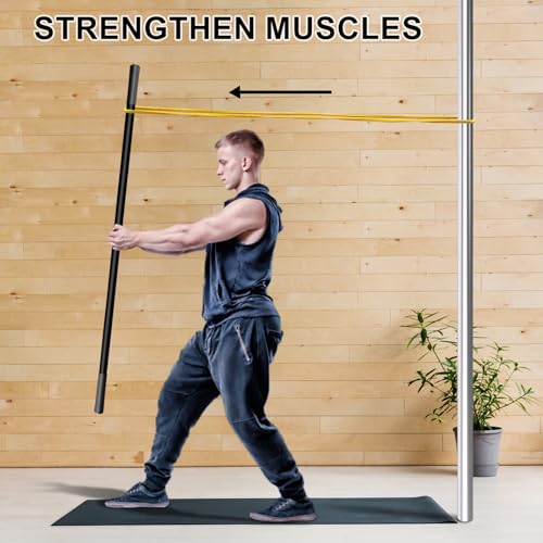 5ft Yoga Stick - Heavy-Duty Steel Adjustable Mobility Stick for Exercise, Stretching, Balance - Versatile Exercise Stick with Resistance Bands for Fitness, Rehabilitation and Warm Up