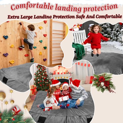 WOUDY Crash Mats for Kids Sensory, Sensory Pads for Autistic Children,Soft Foam Landing Zone, Soft, High-Density Foam Landing Zone Provides Safe Sensory, with Washable Cover - size: 5FT grey