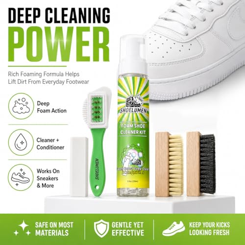 Shoe Cleaner Sneakers,8.5oz Shoe Cleaning Kit with 2 Brush,Shoe Cleaning Removes Dirt and Stain for White Shoes, - style: With Suede Cleaner Kit