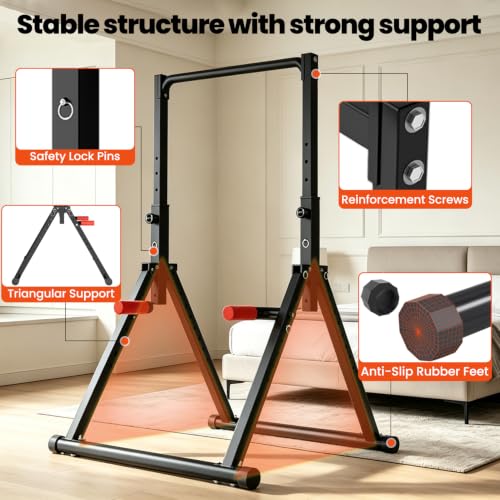 DOBESTS Power Tower Pull Up Bar Free Standing, Foldable Pull Up Station - color: Black Style 2 - Pull Up Bar