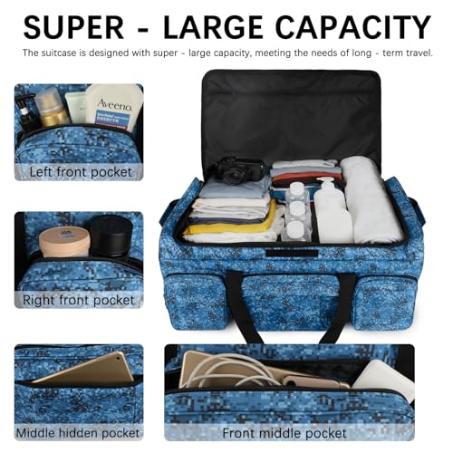 120L 3 Wheel Tactical Rolling Duffle Bag, Heavy Duty Military Deployment Luggage, 900D Waterproof Duffel for Camping Travel Outdoor Sports - color: Navy Blue