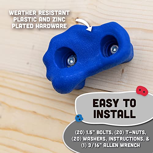 Squirrel Products Rock Climbing Holds for Kids, Deluxe Extra Large Climbing Rocks with Mounting Hardware - DIY Rock Wall Indoor & Outdoor Playground Accessories Wall Climbing Kit - Ages 3+ - style: 10 Pack