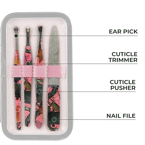 Rivers Edge Products Rivers Edge Products 7-Piece Nail Manicure Kit, Stainless Steel, Pink Camo - style: 7-piece Pink Camo