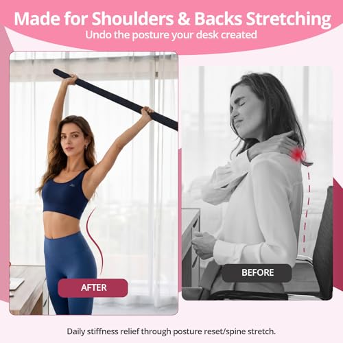 Yoga Stick, Upgraded 5ft Sturdy Steel Mobility Stick, Adjustable Stick for Exercise, Stretching, Balance - Physical Therapy & Posture Correction, Shoulder & Back Relaxation Versatile Exercise Stick