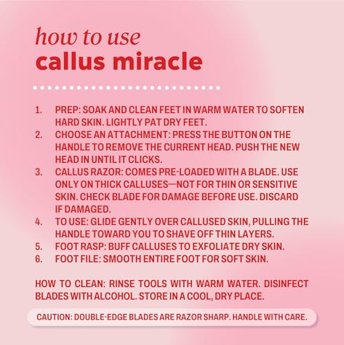 ONYX Professional Callus Miracle 3 Step Pedi Tool, Includes a Stainless Steel Foot Rasp for Dry Skin, Callus Shaver w/Replacement Blades for Thick Calluses, 15 Pieces