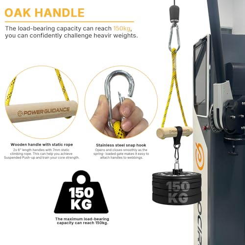POWER GUIDANCE Wooden Hangboard Portable Rock Climbing Hangboard with Suspension Training Function, Enhance Finger Grip Strength, Indoor and Outdoor Use - size: handles