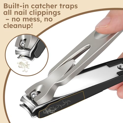 Nail Clippers Set of 2, Large Heavy Duty Fingernail Clippers with Catcher Long Handle, Angled Head Toe Nail Clippers for Thick Nails for Seniors, Sharp Wide Jaw Opening Toenail Clippers for Men Women - style: Modern