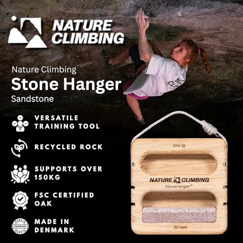 Portable Hangboard | Rock Climbing Hangboard | Hang Board for Climbing | Fingerboard | Strengthen Your Fingers | Bouldering Gifts | Hard Wood - color: Sandstone