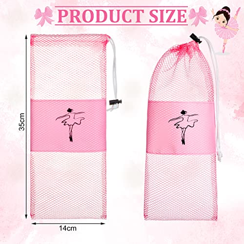 Shappy 4 Pcs Pointe Shoes Bag Mesh Dance Shoe Storage Ballet Accessories for Women Girls, Drawstring Pouch - color: pink