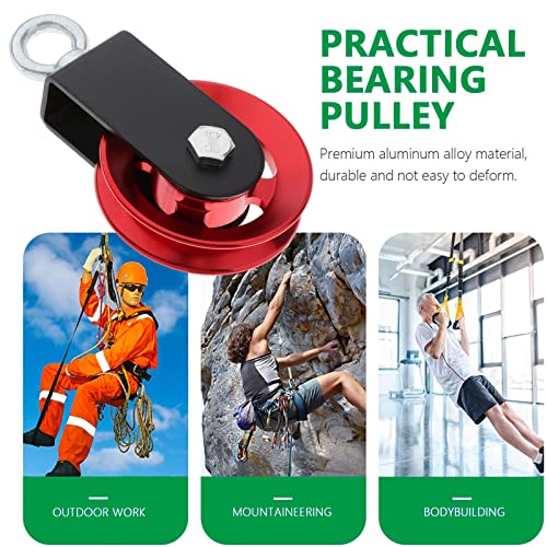 Heavy Duty Lightweight Aluminum Cable Pulleys with Hanging Strap Kit,Snatch Block Pulley Wheel for Home Gyms LAT Pulley System DIY Attachment Home Accessories(Red 2 Pack) - color: Red