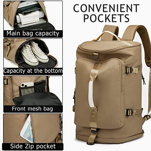 Gym Duffle Bag Waterproof black Laptop Backpack Suitable for Hiking, Fishing, Travel 40L Large Capacity Trendy Cool Lightweight Backpack for Men and Women - color: Khaki