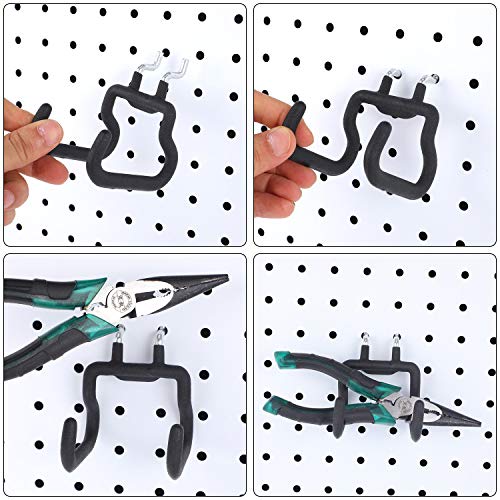 Hotop 4 Pack Pegboard Drill Holder Hooks, Black Metal Peg Board Hooks for Hanging Power Tools, Utility Hook for Garage Tool Organizer, Workbench, Craft Room and Wall Storage(2.75 x 2.56 x 3.54 Inch) - size: 2.75 x 2.56 x 3.54 Inch