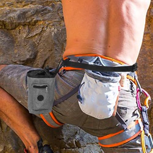 Anti-Slip Climbing Chalk Bag with Zippered Storage Pocket Oxford Cloth Chalk Pouch for Rock Climbing Mountaineering Hiking and Gym Training Lightweight Waist Pack for Sport and