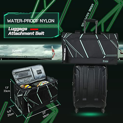 Sneaker Bag for Travel/Sneakerhead gift/, A Multi-functional Travel Duffel Bag with 3 Adjustable Dividers, & Shoulder Strap,Made of Nylon, Krone Kalpasmos Signature Edition, Future Neon Green - color: Neon Green, size: 23x9.8x13 inches