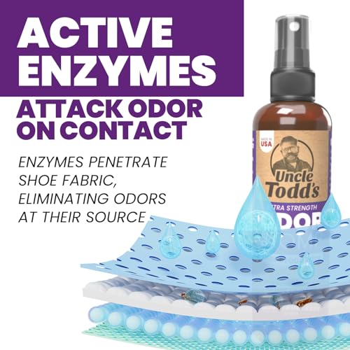 Uncle Todd's Shoe Deodorizer Spray - Proven & Powerful Enzyme Formula Spray for Shoe Odor Elimination in All Footwear (Midnight Rain) - size: 4 Fl Oz (Pack of 1)