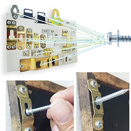 Silver Bear Claw Screws, Double-Headed Drywall Picture Hanger, 40 | Anchorless self-tapping wall hooks for D-rings, sawtooth & keyholes, picture hanging hardware screws for frames & mirrors - style: Silver-Short