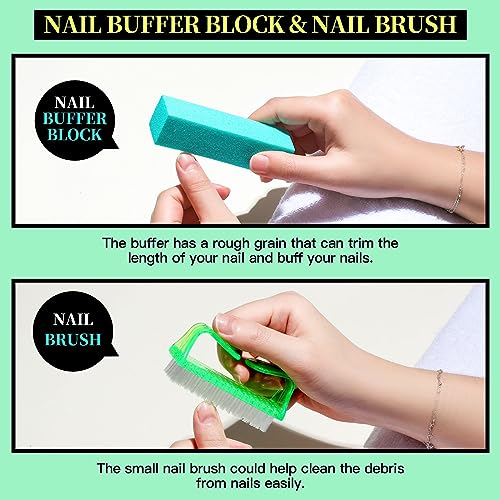 FANDAMEI Nail Tools, Nail Care Kit, Nail Files 100/180, Nail Buffer Block, Cuticle Nippers, Cuticle Pusher, Cuticle Peeler, Nail Lifter for Ingrown Toenails, Toenail File, Manicure Kit, Green - color: X-green