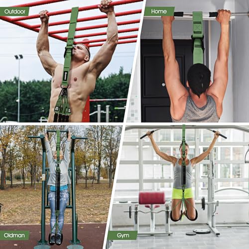 Pull Up Assistance Bands, Resistance Bands for Pull Up Bar Workout, Adjustable Heavy Duty Pull Up Assist Equipment with 4 Assistance Bands, Home Gym Fitness Exercise Strength Training - color: Green