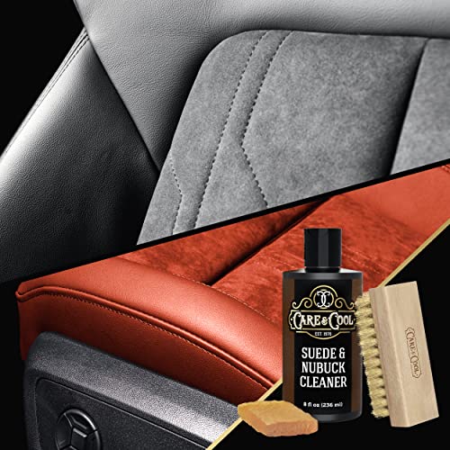 Care & Cool Suede & Nubuck Cleaner Kit, 8 oz, 100% Hog Hair Brush & Eraser | Helps Lift Dirt & Refresh Nap, Odorless & Non-Sticky Formula, Firm Yet Gentle Bristles, Suitable for Leather, Canvas & Knit