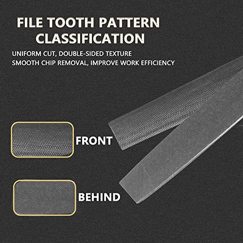 KALIM 2-Piece Flat & Half Round Medium Cut File, Double Cut Teeth, 6'' Length, Made of High Carbon Steel, Hand File Without Handle Suitable for Wood, Metal, Sharpening, etc.