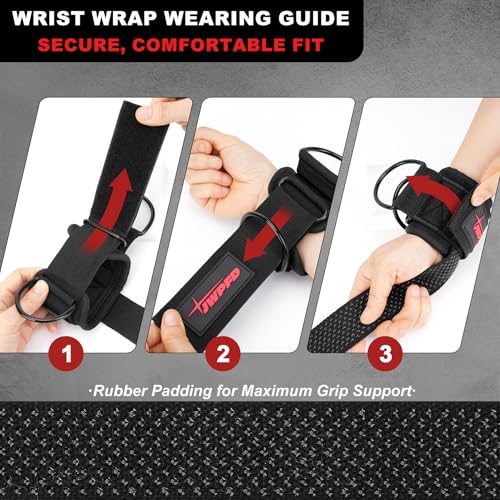 Lifting Straps With D Ring for Weightlifting, Cable Machine, Comfortable Wrist Brace Enhanced Grip for Gym Wrist Straps for Men Woman - size: L