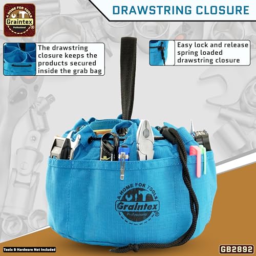 Graintex 18 Pockets Grab Bag Rip-stop Canvas Drawstring Closure, Small Part Organizer Pouch, Small Tools, Screws, Parts, Parachute Tool Bag for Efficient Storage - Royal Blue - color: Royal Blue